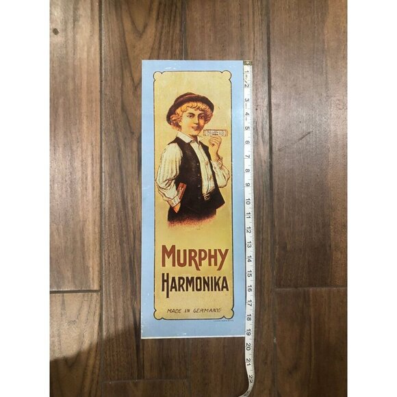Vintage Metal Tin Advertising Sign Murphy Harmonika Germany Made In USA 1974 - Picture 2 of 4